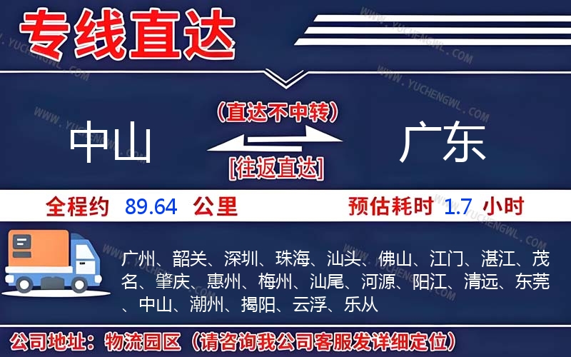 中山到廣東物流公司