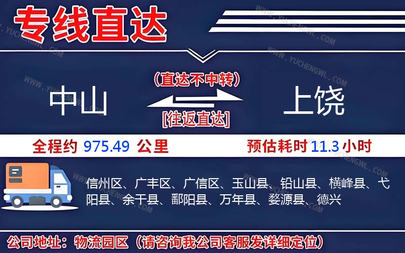 中山到上饒物流公司