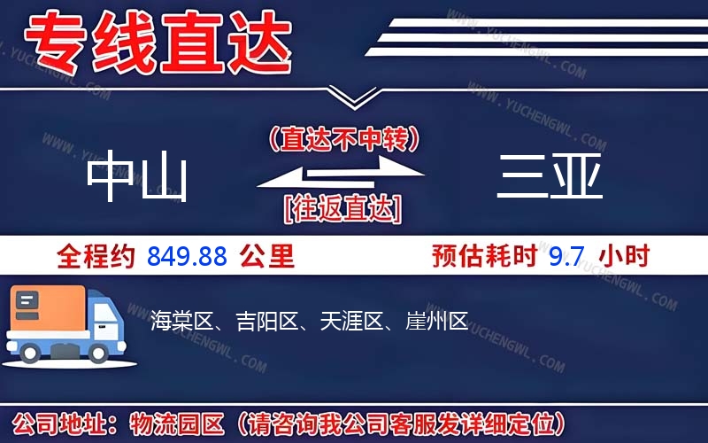 中山到三亞物流公司