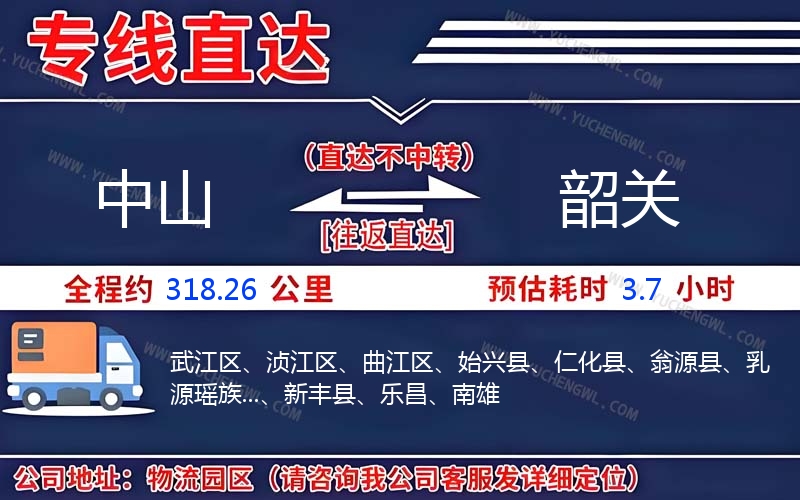 中山到韶關物流公司