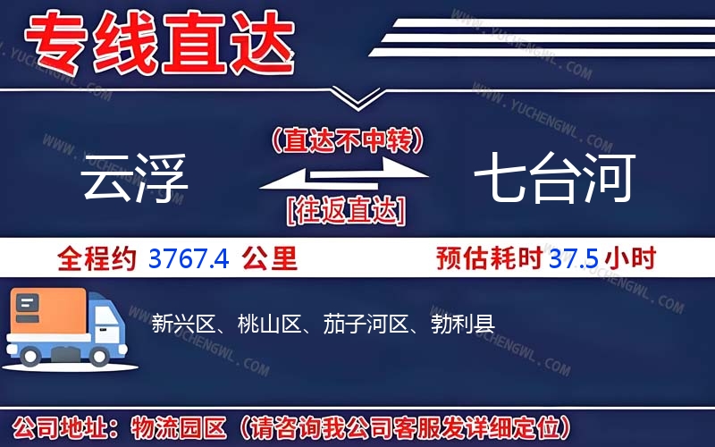 云浮到七臺河物流公司