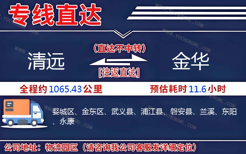 清遠到金華物流公司