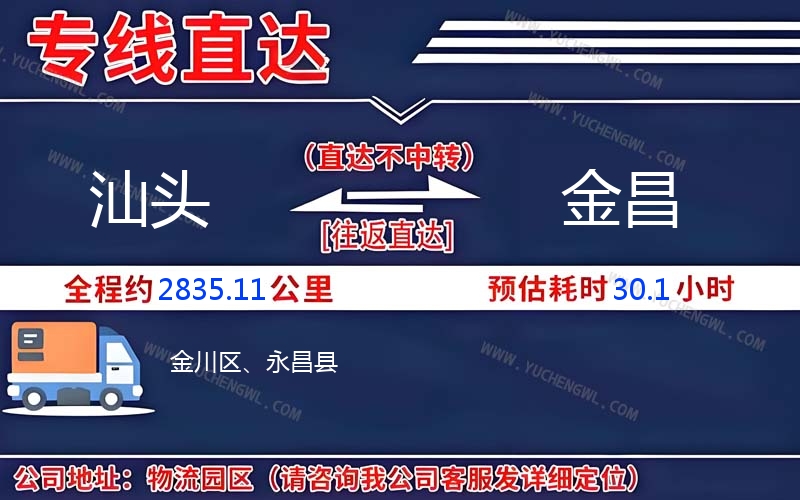 汕頭到金昌物流公司