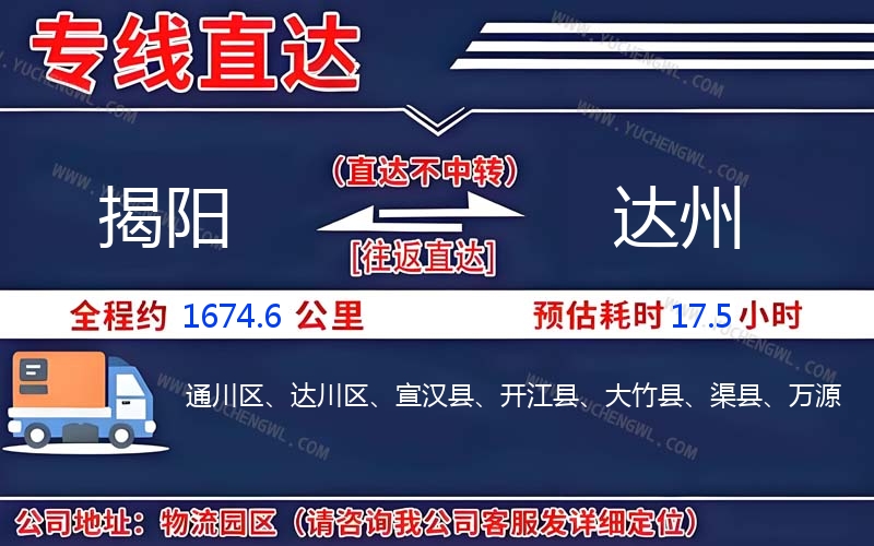 揭陽到達州物流公司