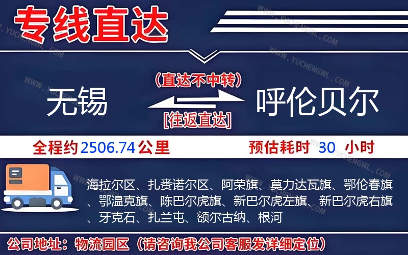 無錫到呼倫貝爾物流公司