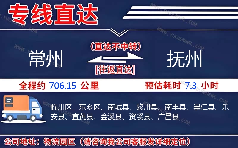 常州到撫州物流公司