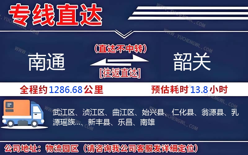 南通到韶關物流公司