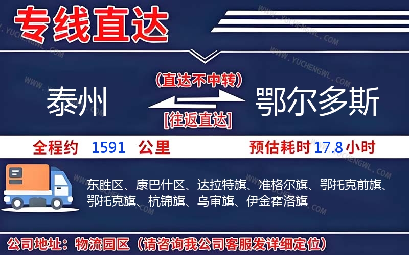 泰州到鄂爾多斯物流公司