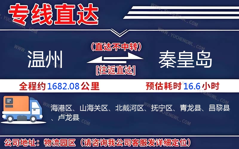 溫州到秦皇島物流公司