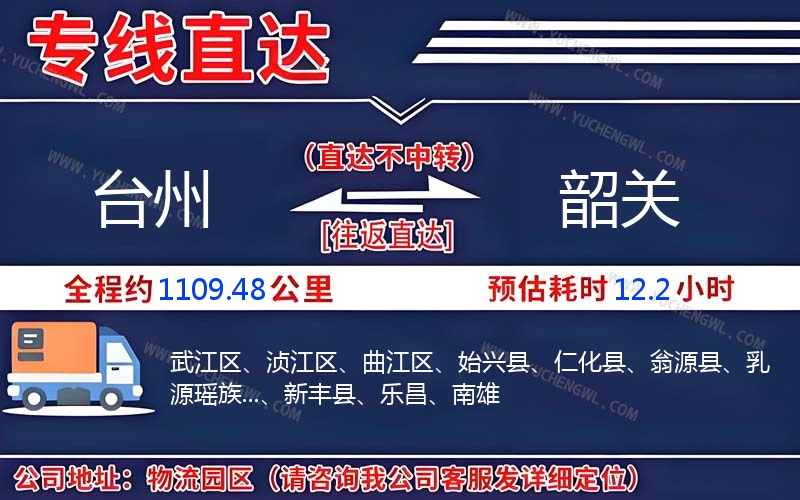 臺州到韶關(guān)物流公司